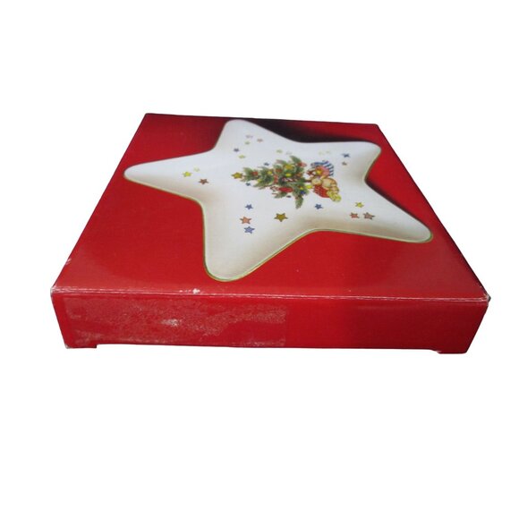Star Treat Dish Happy Holidays Christmas Vintage Tree Pattern Nikko Japan - Picture 4 of 9